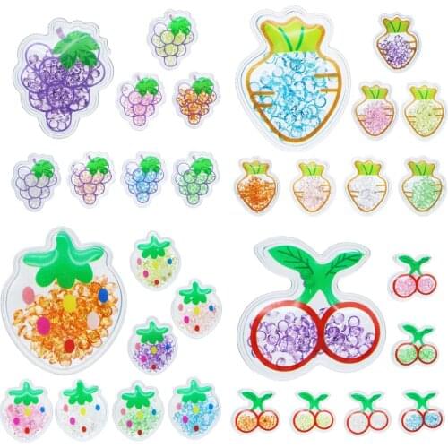 10pcs Fruit Transparent Quicksand Shaker Strawberry Bling Sequin DIY Make Hair Clip Accessories Craft Phone Decoration,10Yc19684
