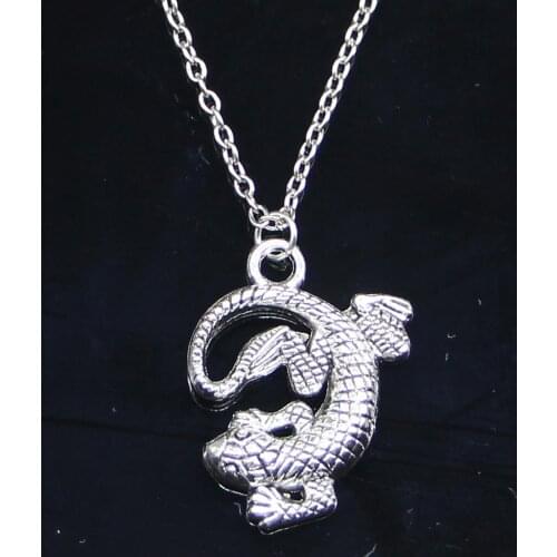 20pcs New Fashion Necklace 31x24mm gecko lizard Pendants Short Long Women Men Colar Gift Jewelry Choker