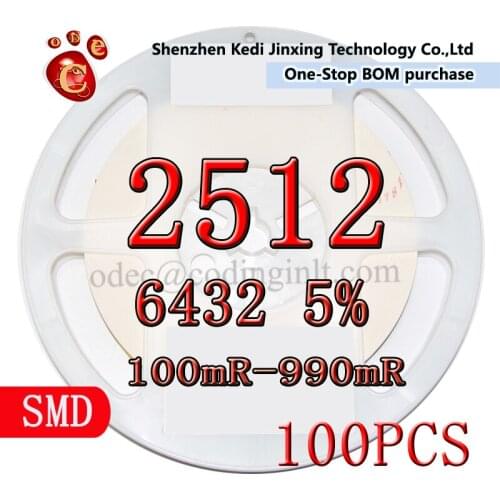 2512 6432 5% SMD resistor 100pcs 0.1R 0.12R 0.15R 0.2R 0.22R 0.24R 0.3R 0.33R 0.36R 0.39R 0.43R 0.47R 0.51R 0.56R 0.62R 0.68R