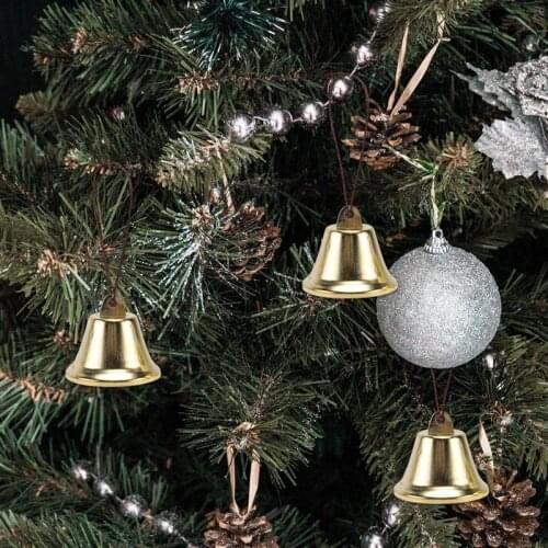 30Pcs Christmas Metal Mini Bell Small Decorative Bell Christmas Craft DIY XMAS Tree Hanging Pendants 50mm (Golden)