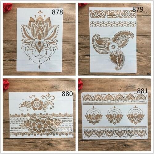 4pcs/set A4 Mandala Stencils Painting Coloring Embossing Scrapbook Album Decorative Template cake stencil paris decorations