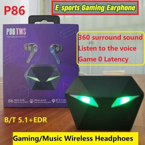 LANDOZ P86 Wireless Gaming Headsets TWS Bluetooth 5.1 Earbuds Ultra Low Latency With Microphones For PUPG Genshin Impact Games
