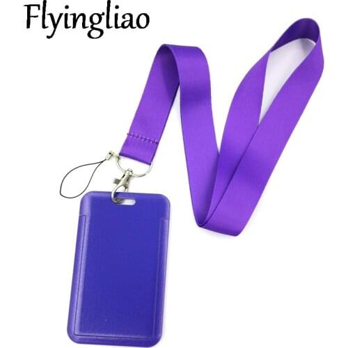 Pure Purple Color Key lanyard Car KeyChain ID Card Pass Gym Mobile Phone Badge Kids Key Ring Holder Jewelry Decorations