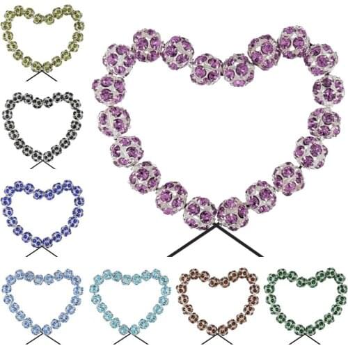 TUMBEELLUWA 1Lot/10Pc 8mm Rhinestone Crystal Loose Ball Beads Sliver Color Spacer Beads for Jewelry Making DIY Bracelet Necklace