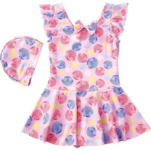 Girl One Piece Suit Children Shell Print Swimsuit Plus Size Kid Cartoon Swimwear Baby Beachear Bathing Suit