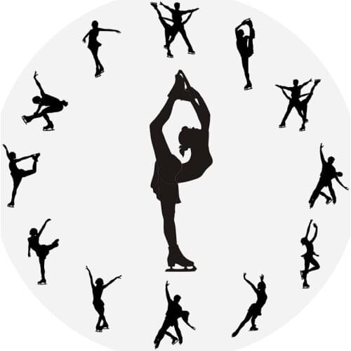 Ice Skating Girl Modern Wall Clock Elegant Female Dancer 3D Moving Leg Silent Decorative Wall Watch Chic Home Girls' Room Decor