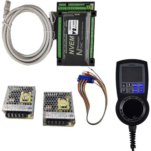 CNC Mach3 NVEM+ NVMPG Mach3 Handwheel with USART port instead of general port6 Axis MPG For DIY CNC Router+35/50W power