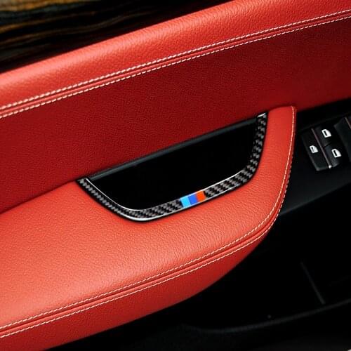 For BMW F25 F26 2011-2017 X3 X4 Interior Carbon Fiber Car Door Armrest Storage Box Frame Cover Trim 3D Car styling accessories