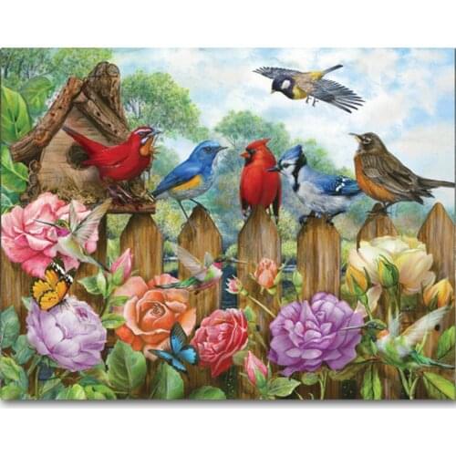 Home&Garden diamond mosaic full drill square round diamond embroidery peony birds house diamond painting rhinestonesZP-1089