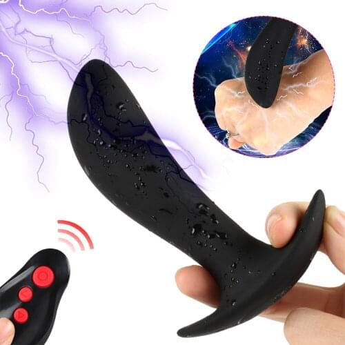 Electric Shock Dildo Anal Plug Vibrating Butt Plug Wireless Remote Vibrator Male Sex Toy Prostate Massager Sex Toys for Adults