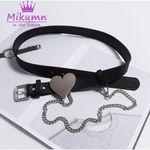 Harajuku Love Metal Buckle Chain Black Belt For Women Girls Chic Streetwear Accessories