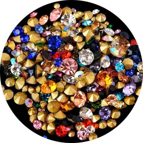 All Colors Sizes 1-10mm Cone Transparent Cone Point Crystal pointback Rhinestone For Nail Art Jewelry Repair Accesstories Craft