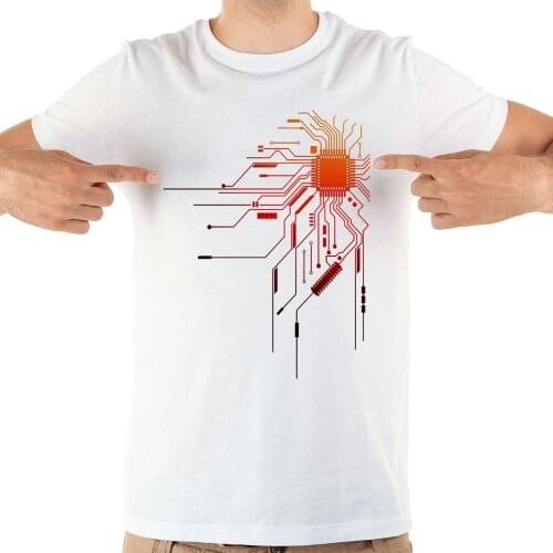 Creative Electronic chip CPU heart funny t shirt men 2018 summer new white casual homme cool geek tshirt
