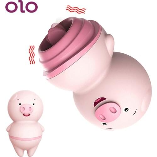OLO Female Masturbator Cute Pig Tongue Licking Vibrator Sex Toys for Woman Clitoris Stimulator 6 Modes Nipple Massager