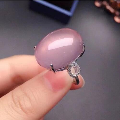Fashion Hyperbole Gemstone Ring for Daily Wear 15*20mm NaturalRose Quatz Ring Solid 925 Silver Rose Quartz Jewelry Big Gemstone