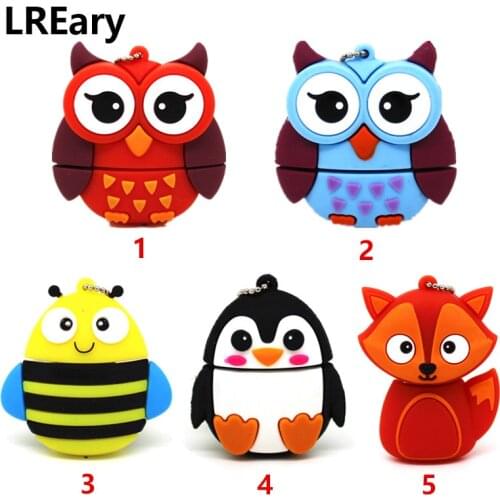 Cartoon cute Animal model Owl/Fox usb stick 16GB 8GB pendrive Penguin/Bee 4GB USB Flash Drive 32GB flash Memory Stick gift