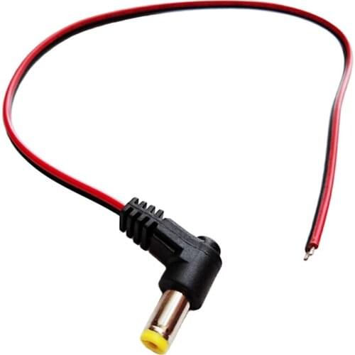 NCHTEK 90 Degree Angled DC 5.5x2.1mm 5.5/2.1 Male Plug CCTV Power Charger Cable About 30CM/Free shipping/10PCS