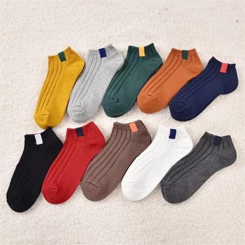 New summer cotton socks for men and women All-cotton pure colour cloth labeled boat socks Leisure nailed socks