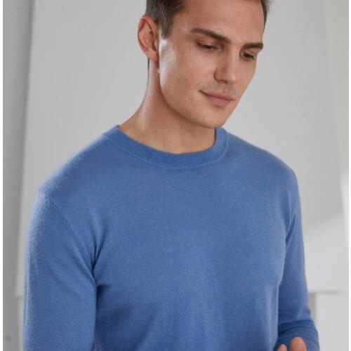 Close-fitting Thin Pullovers Men Sweaters Knitted by 48s 100% Goat Cashmere Worsted Yarn 2020 Winter Top Grade Pullovers