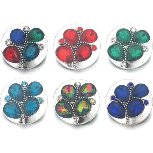 Wholesale w082 Crystal 3D 18mm 20mm Metal Snap Button For Bracelet Necklace Interchangeable Jewelry Women Accessorie Findings