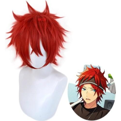 Anime Ensemble Stars Amagi Rinne Red Short Wig Cosplay Costume Heat Resistant Synthetic Hair Party Wigs