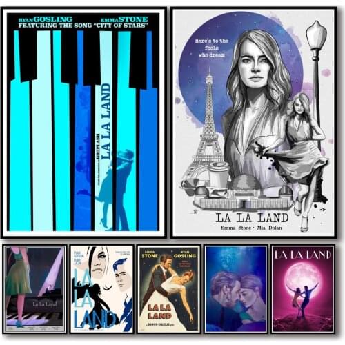 32 Designs Movie Lalaland Whitepaper Poster Artwork Fancy Wall Sticker for Coffee House Bar A3