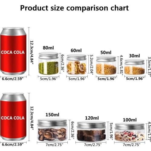 1PCS Plastic Jar 30/50/60/80/100/120/150ml Empty Storage Jars Cosmetic Jars Container PET Clear Sample Pot Snacks Gel Box