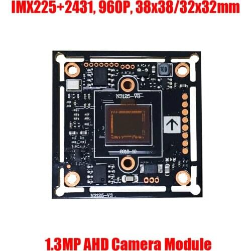 1280x960 1.3MP AHD CCTV Camera Module IMX225 CMOS Sensor NVP2431H ISP 960P 1200TVL Analog HD PCB Board 38x38mm 32x32mm UTC