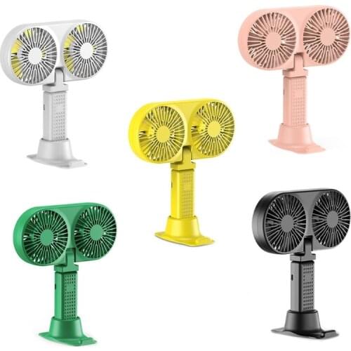 Portable Handheld Fan USB Two-Heads 3000mAh Power Bank Charging Base Battery Operated Personal Fan Rechargeable Cooling
