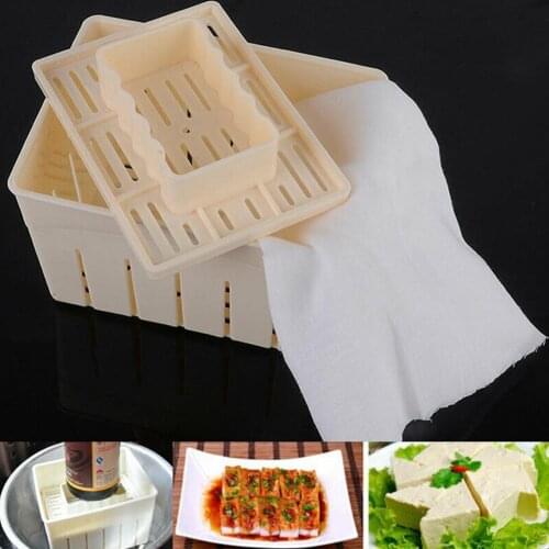 New DIY Plastic Homemade Tofu Maker Press Mold Kit Pressing Making Set Tofu Soy Cloth with Cuisine Cheese Mould Machine K5H0
