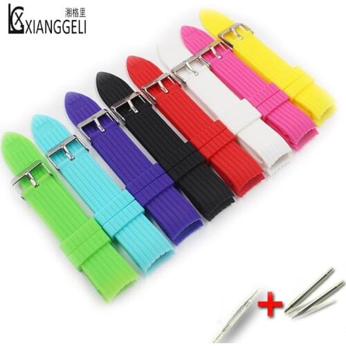 Silicone strap 20mm pin watch strap Arc interface Watch accessories Mens and womens watch band