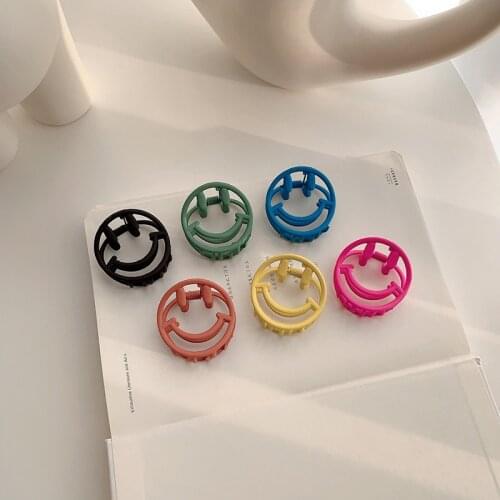 Cute Smiling Face Clip Womens Hair Accessories Metal Simple Headwear Hollow Frosted Small Hairpin Korea Mini Bangs Clip