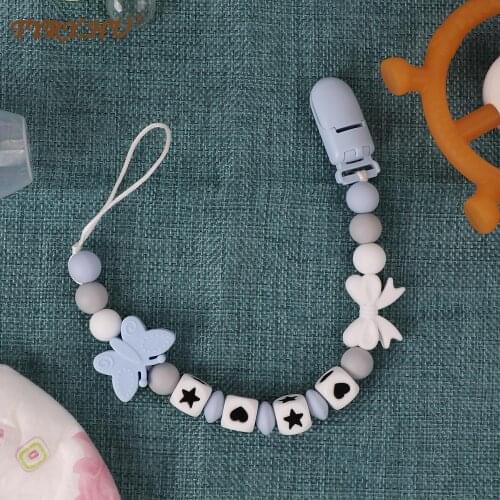 TYRY.HU Silicone Pacifier Chain Personalized Name DIY Teething Chain Holder Baby With Cartoon Teether Customized Baby Teethers