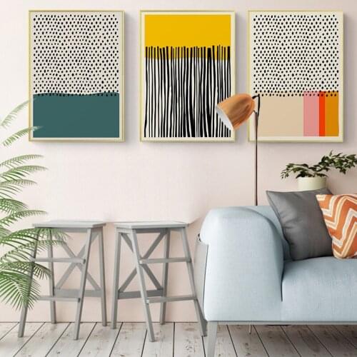 Modern Multicolored Yellow Pink Abstract Geometric Poster Wall Art Canvas Painting Picture Print Gallery Living Room Home Decor