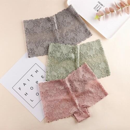 BANNIROU New Boyshorts Winter Seamless Sexy Lace Underwear For Women Panties Female Underwear With 100% Cotton Crotch 3 Pieces