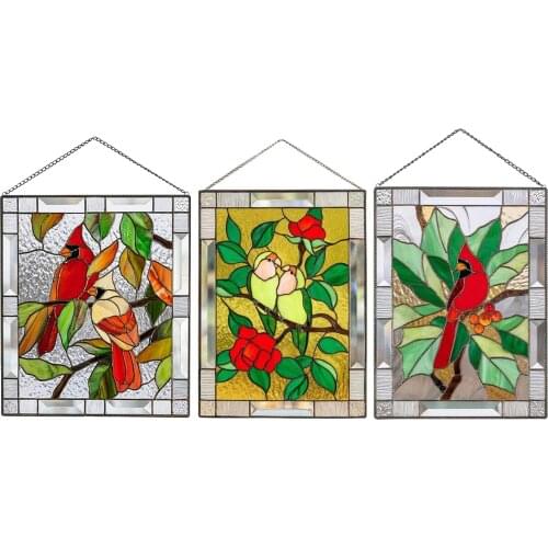 Stained Bird Species Pendant Window Hanging Sun Catchers Acrylic Stained Glass Window Panels Birds Hanging Decoration Crafts