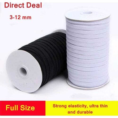 100Yards 3/4/5/6/8/10/12mm High-Elastic Sewing Elastic Ribbon Elastic Spandex Band Trim Sewing Fabric DIY Garment Accessori