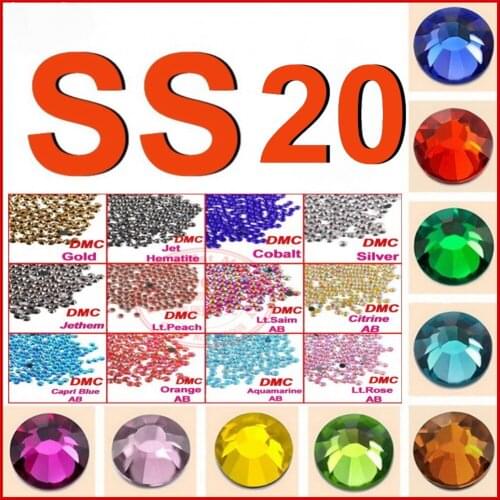 Top Quality ! SS 20 1440pcs Clear Crystal Color DMC Hot Fix Rhinestone iron on Stones Jewelry for Women Wedding DIY Clothes
