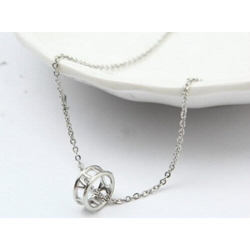 South Korea Geometric Oval Hollow Letter Circle Necklace Chainbone Chain Simple Wild Jewelry Statement Necklace Women Men