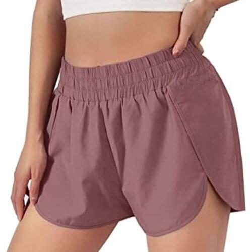 Women Double-Layer Yoga Sports Leggings Solid Running Shorts Sport Pant Elastic Waist Tight Active Workout Pocket Shorts E2