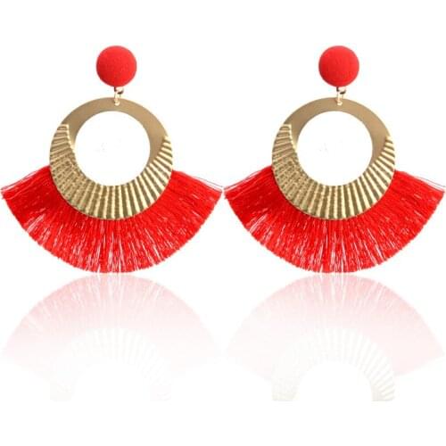 Gold Tassel Earrings For Women Ethnic Geometric Long Dangle Earring Female Sequin Charms Wedding Korean Style Bts Acessorios