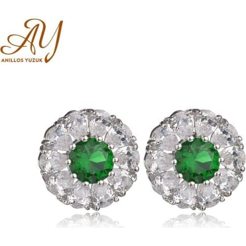 Anillos Yuzuk Silver 925 Jewelry Emerald Stud Earrings Women 925 Sterling Silver Earrings Girl Gemstone Jewelry Wedding Party
