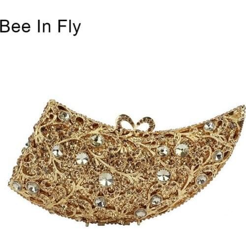 Bee In Fly Hollow Special Shape For Women Wedding Party Diamand Clutch Purse