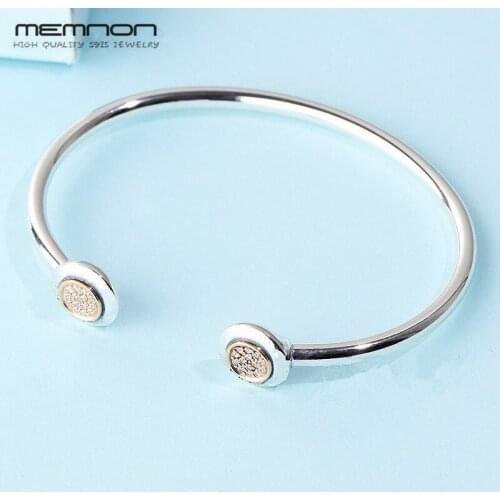925 sterling silver Signature Bangles Bracelets with 14K gold clip fit charms beads DIY for women fine Memnon Jewelry YSZ068