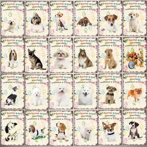 Home is Not Purrfect Without a Dog Tin Sign Custom Plaque Metal Vintage Wall Home Art Pet Shop Craft Decor 30X20CM DU-4748A