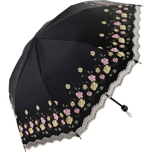 Sun Umbrella Two Folding Rain Umbrella Waterproof Travel Parasol for Women Girls Gift