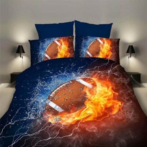 3/2pcs 3D Basketball Printed Bedding Set King Size Duvet Cover Sets Football Rugby Bed Polyester Quilt Cover Ball Games Boy Gift