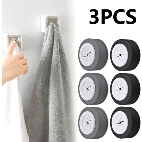 3 pc Towel Holder Self-Adhesive Push in Tea Towel Cloth Holder Wall Bathroom Kitchen Hangers Towel Holders