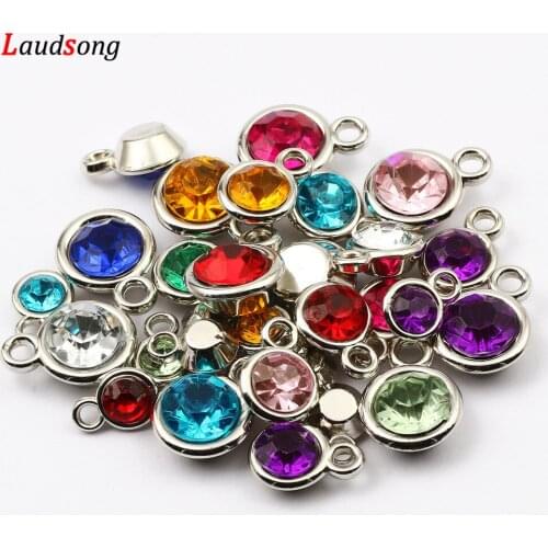 30pcs 13.5mm Silver Plated Round Acrylic Drill Charms Pendants For Jewelry Making DIY Necklace Earring Jewelry Finding
