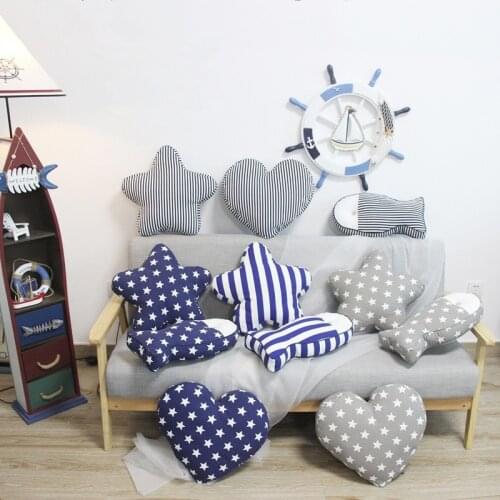 45cm Mediterranean star/heart/fish shaped blue/ grey cushion pillow sofa throw pillow decorative striped back cushion